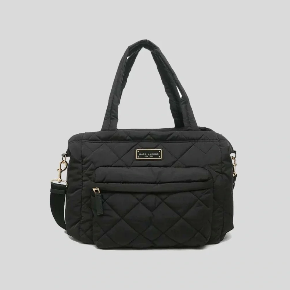 MARC JACOBS Marc Jacobs Black Quilted Nylon Medium Weekender Black Diaper Bag